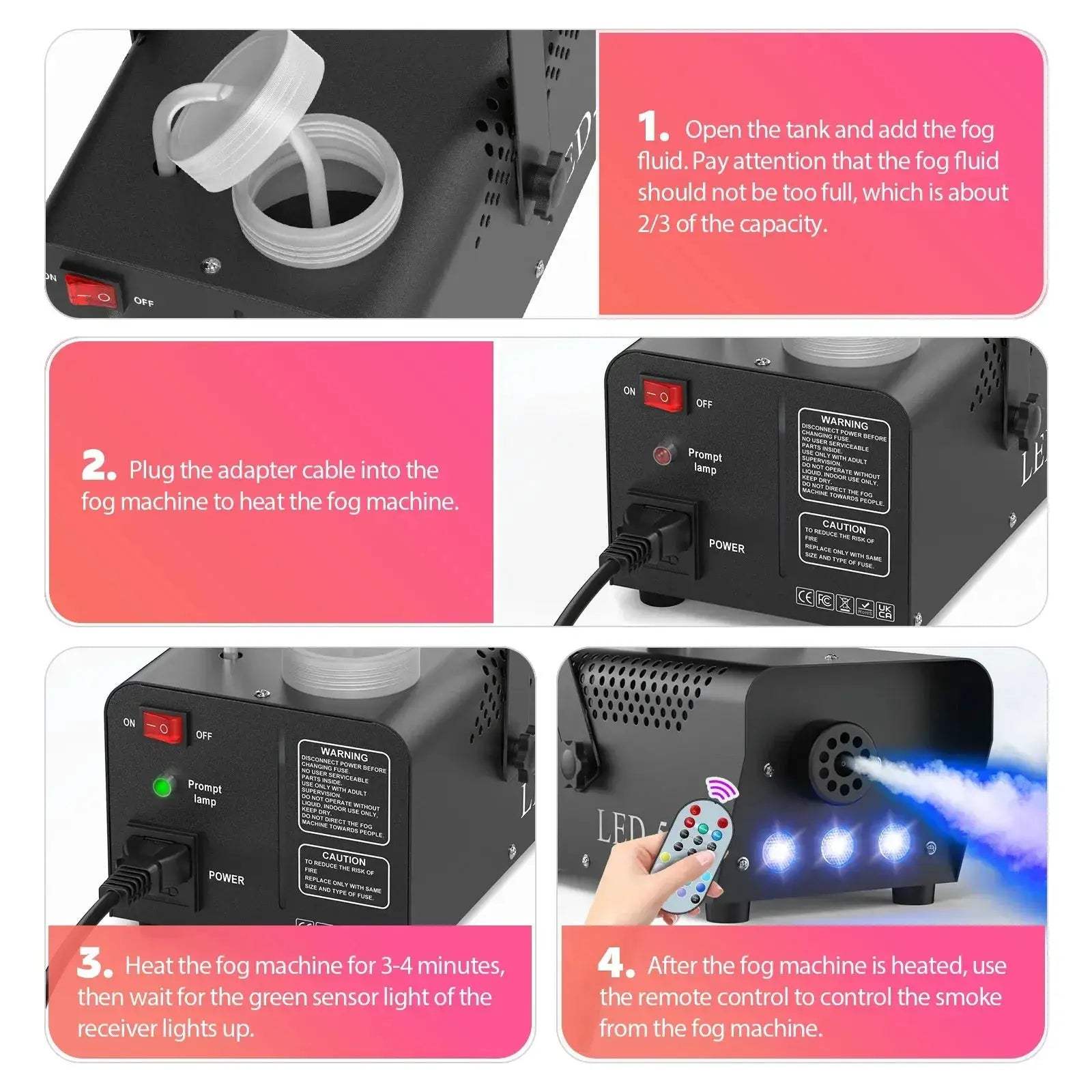 500W RGB Smoke Machine With Remote Control For DJ Events - ToylandEU