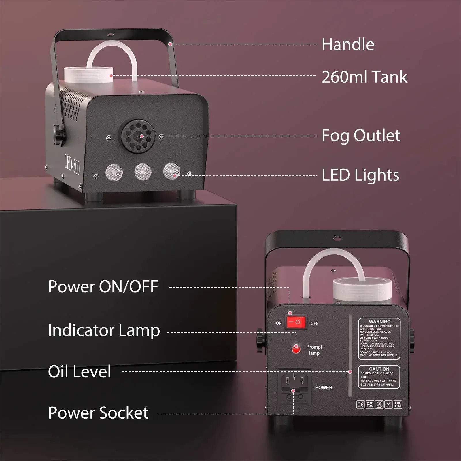 500W RGB Smoke Machine With Remote Control For DJ Events - ToylandEU