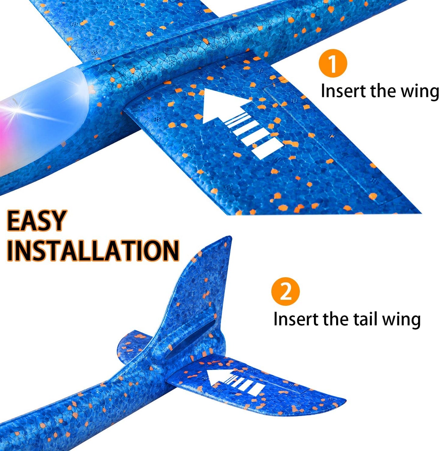 50cm Big Foam Plane Flying Glider Toy With Led Light Hand Throw