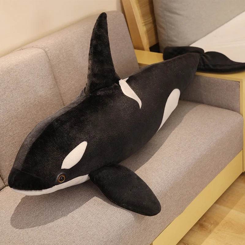 50cm-130cm Lifelike Orcinus Orca Black Whale Plush Toy Big Fish Cloth Doll Shark Stuffed Sea Animal Gift - ToylandEU