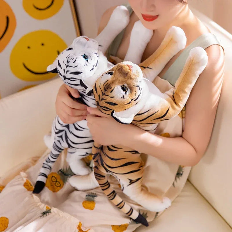 50cm White Tiger Plush Toy, Soft Stuffed Animal Cushion, PP Cotton Filling, Unisex Home Decor Gift For Kids - ToylandEU