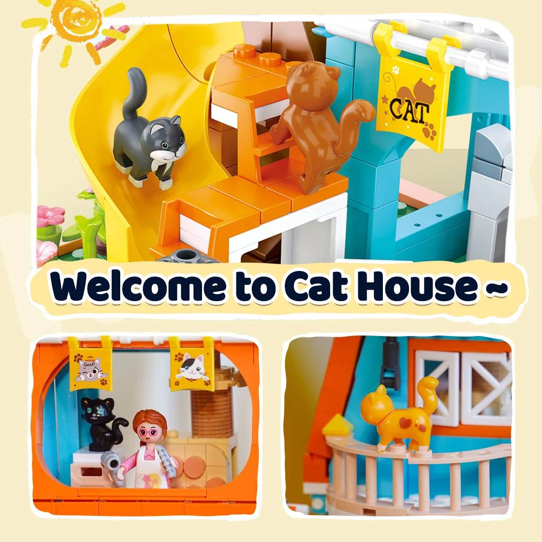 521PCS Cute Cat Home Building Blocks Set With Figures - ToylandEU