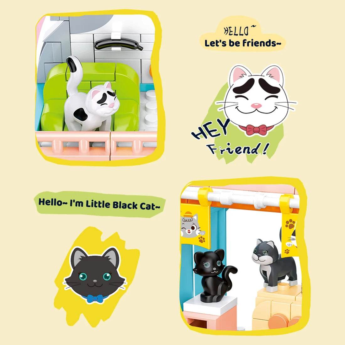 521PCS Cute Cat Home Building Blocks Set With Figures - ToylandEU