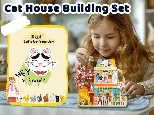 521PCS Cute Cat Home Building Blocks Set With Figures - ToylandEU