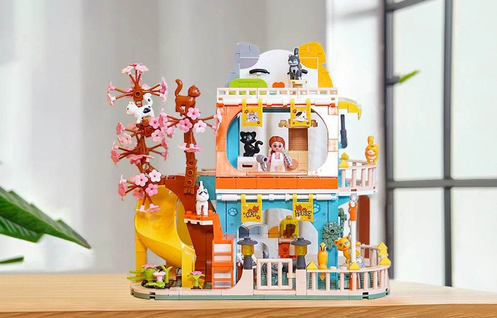 521PCS Cute Cat Home Building Blocks Set With Figures - ToylandEU