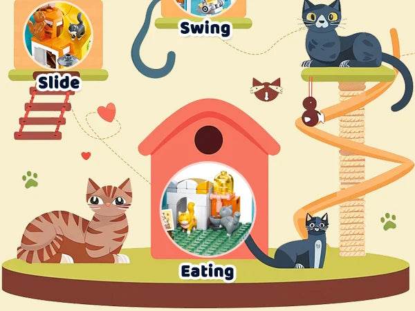 521PCS Cute Cat Home Building Blocks Set With Figures - ToylandEU