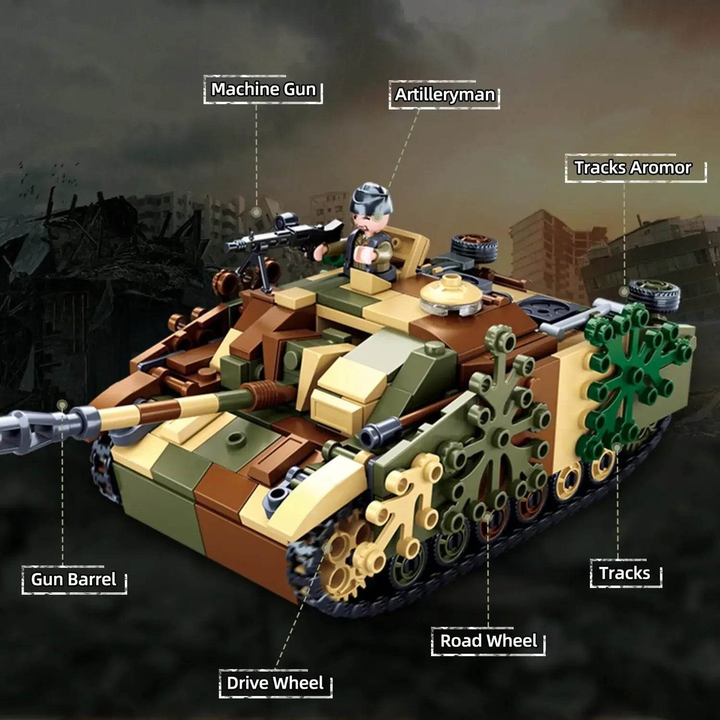 524PCS StuG III Armored Vehicle Building Blocks Kids Toys - ToylandEU