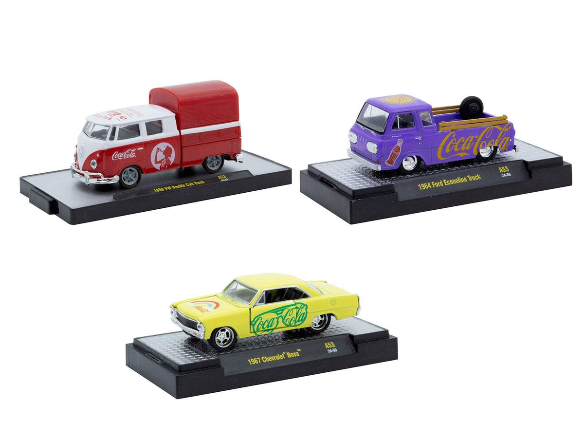 Coca-Cola Set of 3 pieces Release 53 | 1/64 Diecast Model Car | M2 Machines | Coca-Cola Series