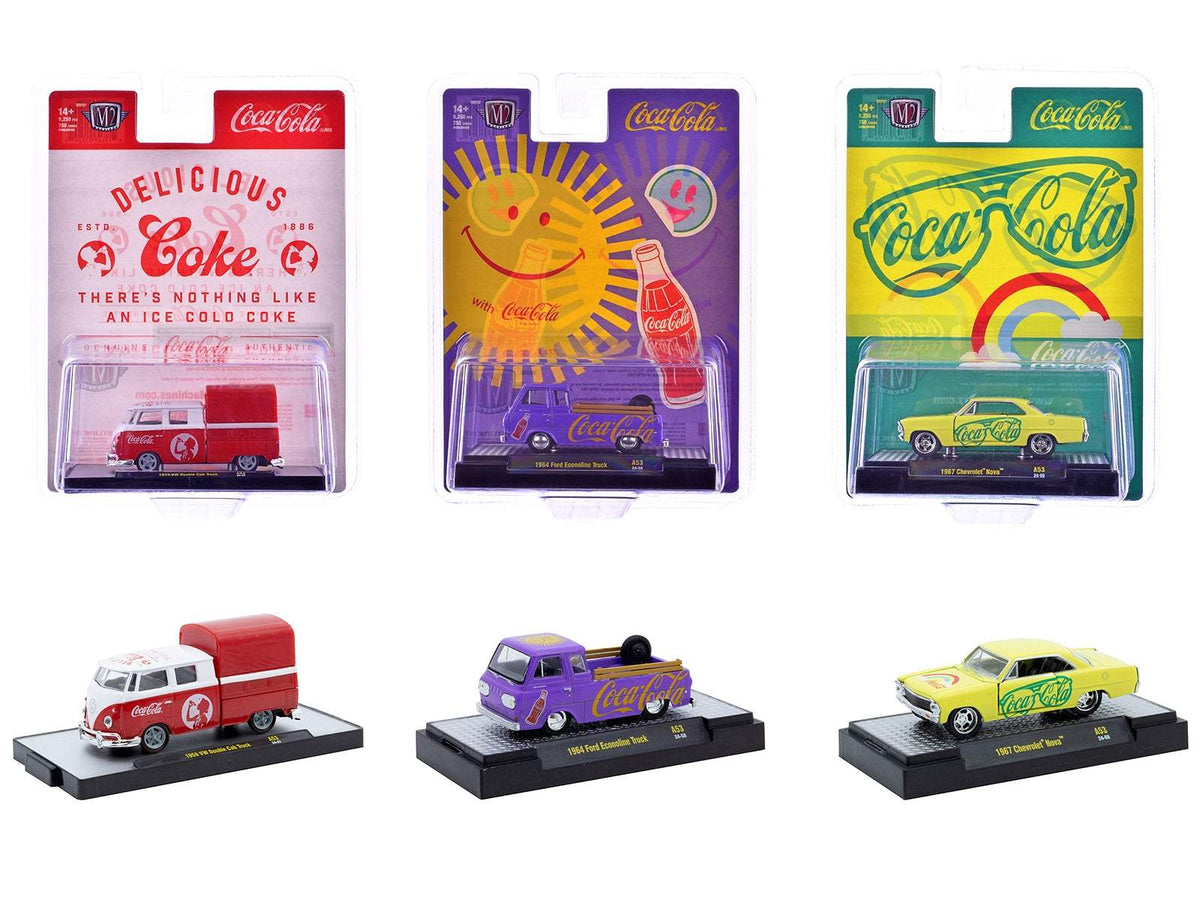 Coca-Cola Set of 3 pieces Release 53 | 1/64 Diecast Model Car | M2 Machines | Coca-Cola Series