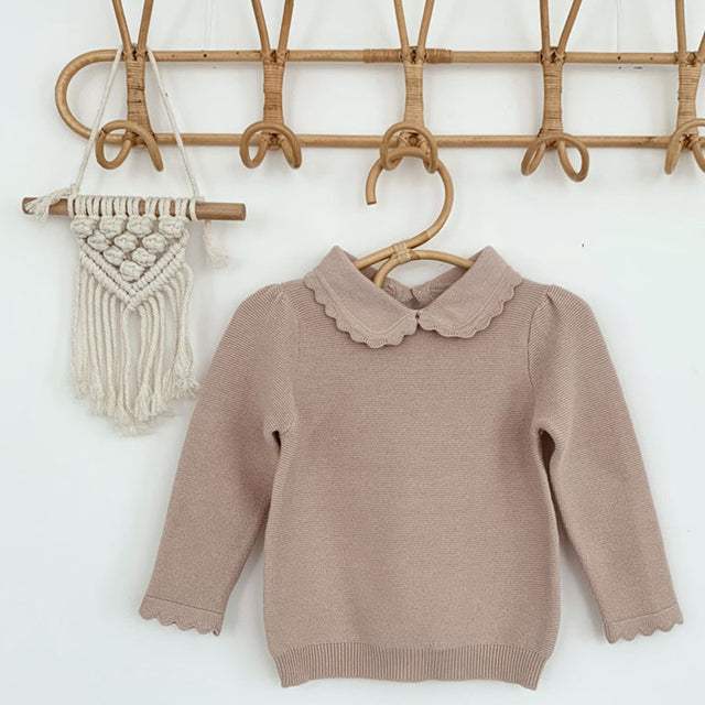 Girls' Lace Knit Pullover Sweater | Long Sleeve