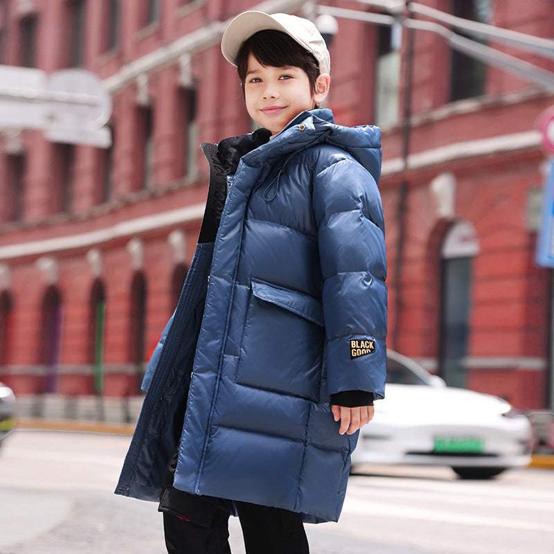 Boys' Long Knee-Length Down Jacket | Western Style
