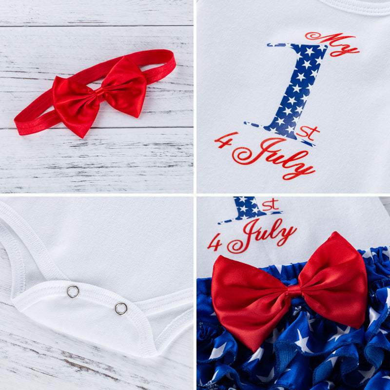Baby Rompers | Independence Day Graphic | Cotton Blend | 0 To 3 Months