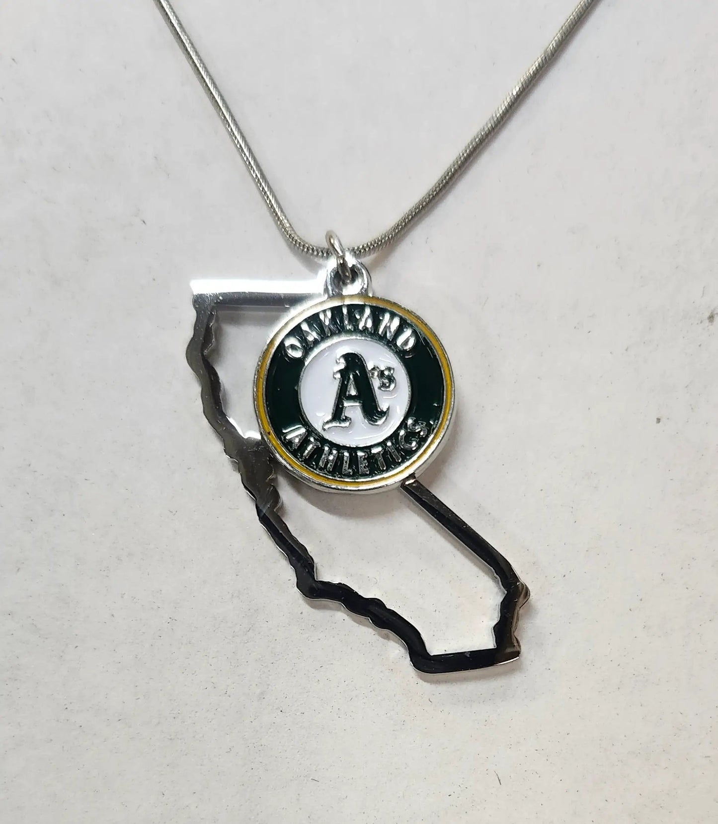 Oakland Athletics Necklace Chain with State Shape Charm CO