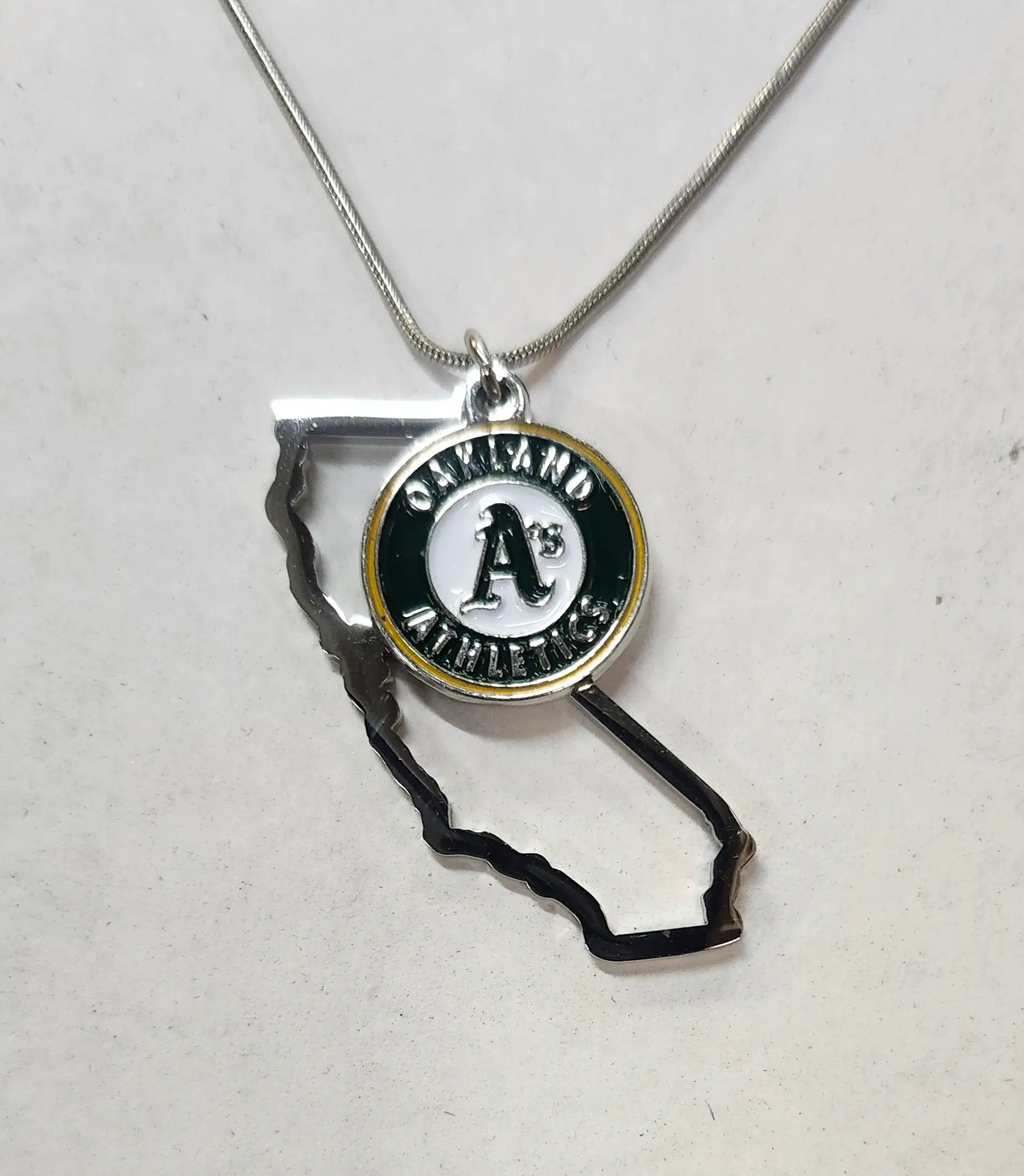 Oakland Athletics Necklace Chain with State Shape Charm CO