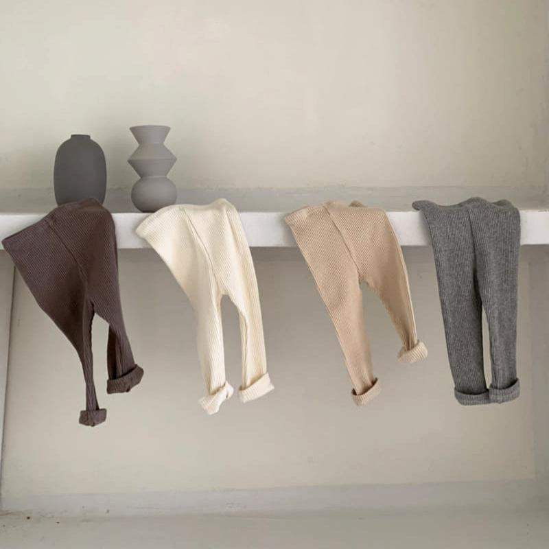 Baby Cotton Stretch Leggings | Pit Stripe Texture | 3 Months To 3 Years | Closed Crotch