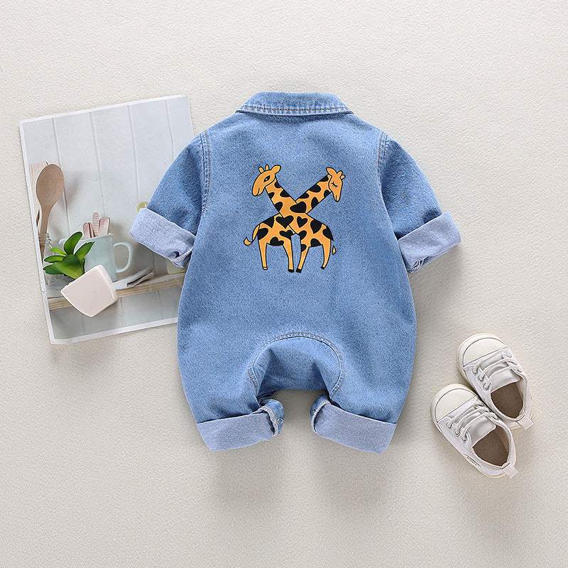 Baby Denim Print Jumpsuit | Giraffe And Rainbow
