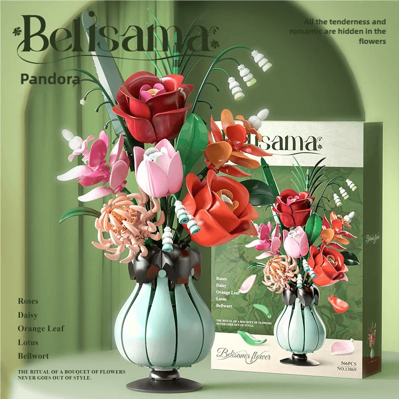 566PCS Rose Bouquet Vase Building Blocks Flower Model Gift - ToylandEU
