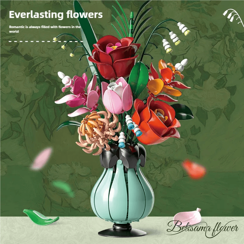 566PCS Rose Bouquet Vase Building Blocks Flower Model Gift - ToylandEU
