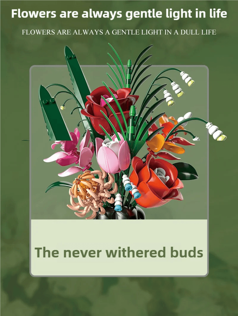 566PCS Rose Bouquet Vase Building Blocks Flower Model Gift - ToylandEU