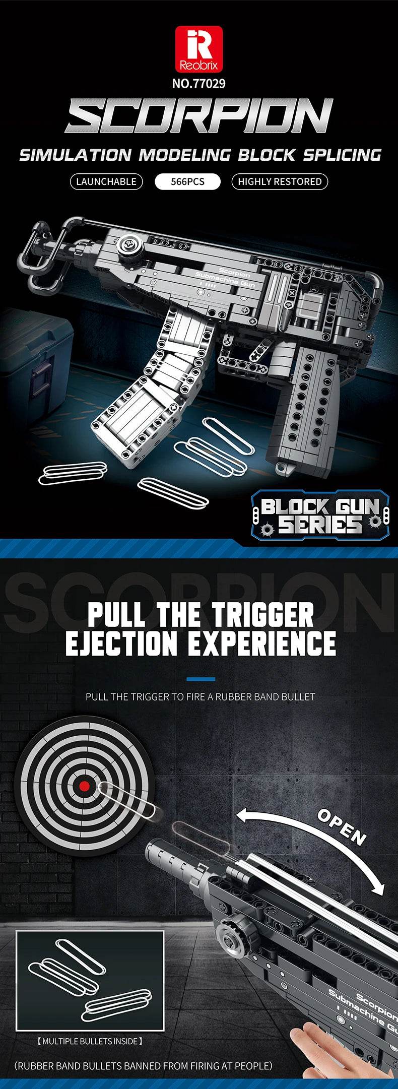 566PCS Scorpion Pistol Building Block Military Army Weapon MOC Gun Model Bricks - ToylandEU