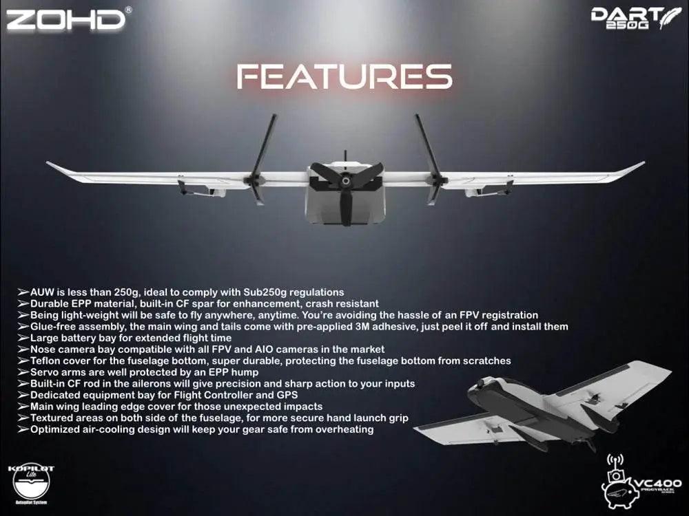  570mm Wingspan ZOHD Dart250G EPP FPV RC Airplane -  ToylandEU™