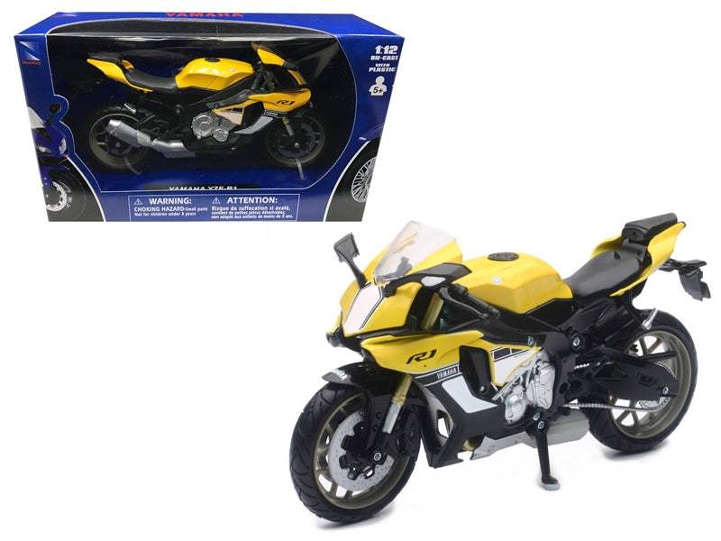 2016 Yamaha YZF-R1 Yellow Motorcycle Model | 1/12 Diecast Motorcycle Model | New Ray | Collector Quality