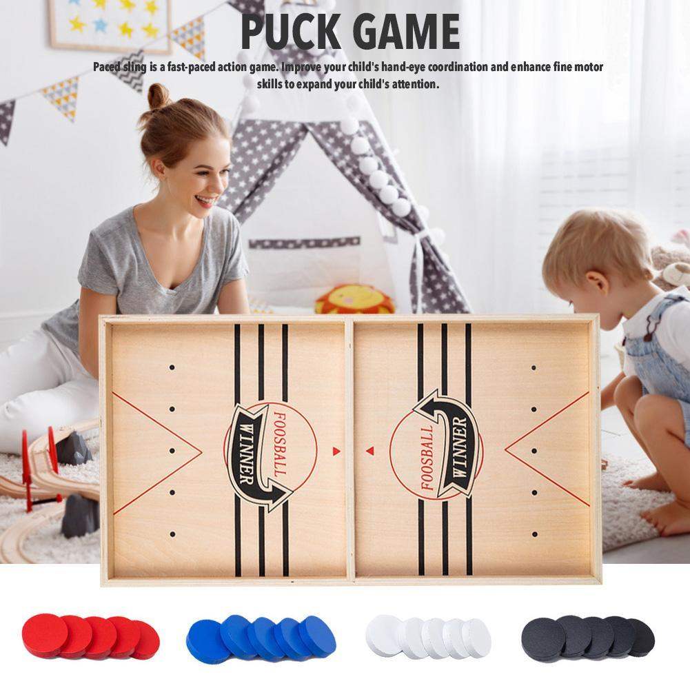 Wooden Sling Puck Board Game | Parent-Child