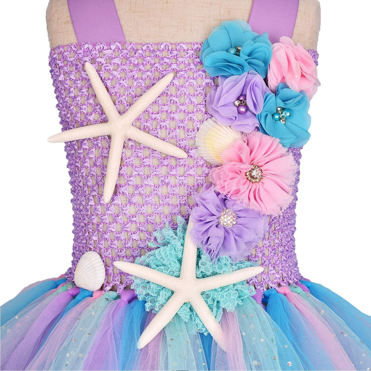 Girls' Flower Print Princess Dress With Hair Band | Polyester | Princess Style