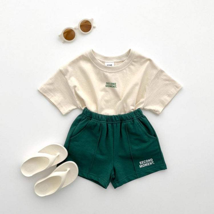 Kids' Casual Thin Short-Sleeve And Shorts Set | Light Gray Stitching | Unisex Summer