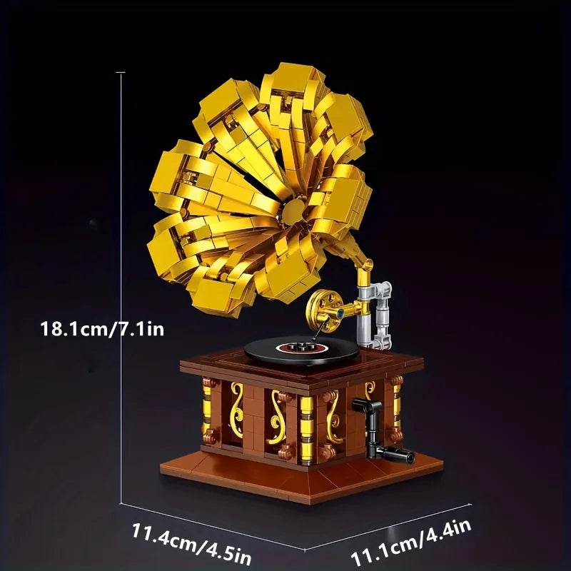 582PCS Gramophone Model Building Blocks DIY European Retro Vinyl Record Player - ToylandEU