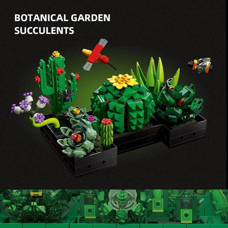 590PCS Succulent Plant Potted Building Blocks Set Flower Cactus Assemble Model Bricks Kids Toys - ToylandEU