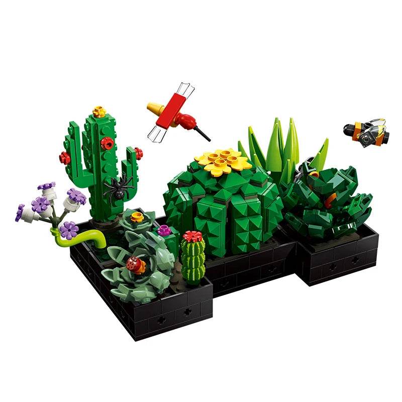 590PCS Succulent Plant Potted Building Blocks Set Flower Cactus Assemble Model Bricks Kids Toys - ToylandEU