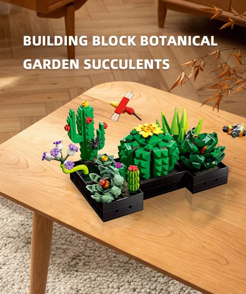590PCS Succulent Plant Potted Building Blocks Set Flower Cactus Assemble Model Bricks Kids Toys - ToylandEU