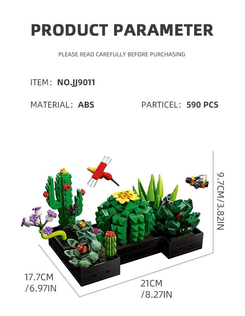 590PCS Succulent Plant Potted Building Blocks Set Flower Cactus Assemble Model Bricks Kids Toys - ToylandEU