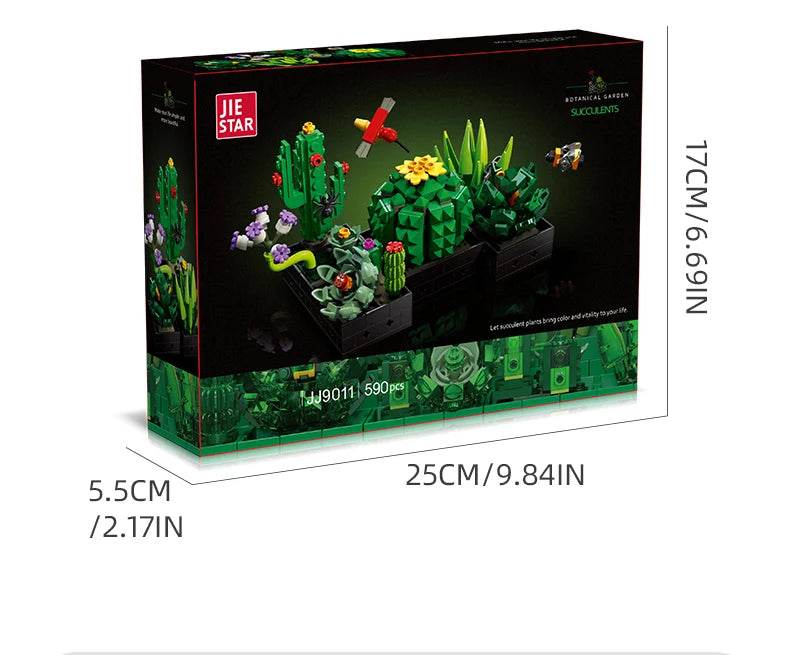 590PCS Succulent Plant Potted Building Blocks Set Flower Cactus Assemble Model Bricks Kids Toys - ToylandEU