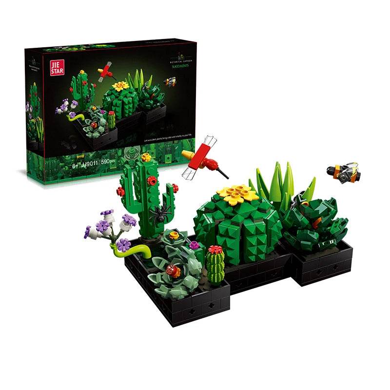 590PCS Succulent Plant Potted Building Blocks Set Flower Cactus Assemble Model Bricks Kids Toys - ToylandEU