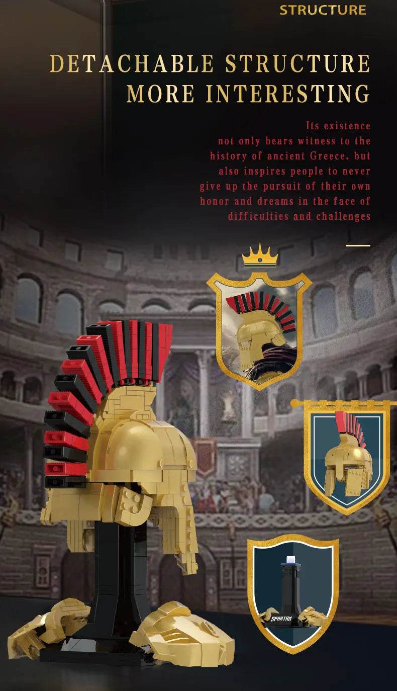 591PCS Spartan Helmet Building Blocks Ancient Greek Decorative Model - ToylandEU