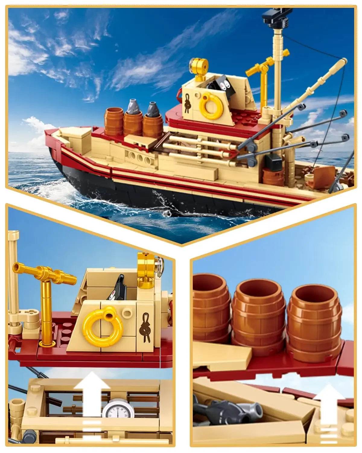 592PCS Shark Fishing Ship Building Blocks Great White Model - ToylandEU
