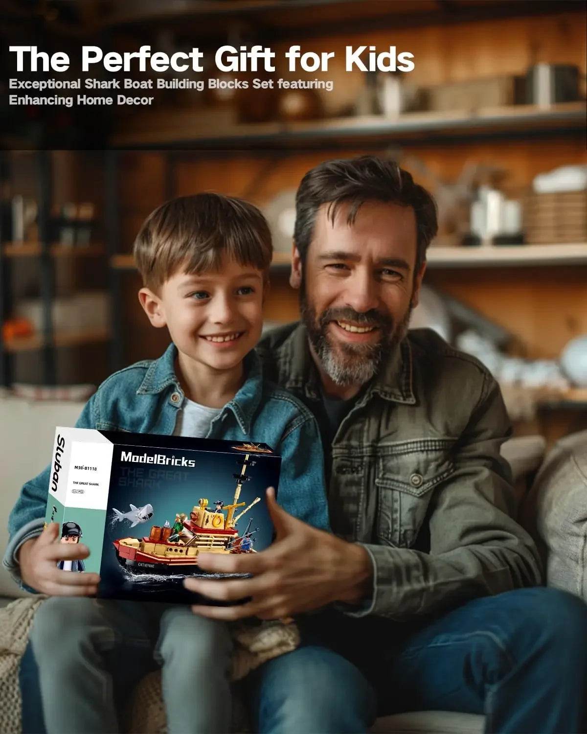 592PCS Shark Fishing Ship Building Blocks Great White Model - ToylandEU