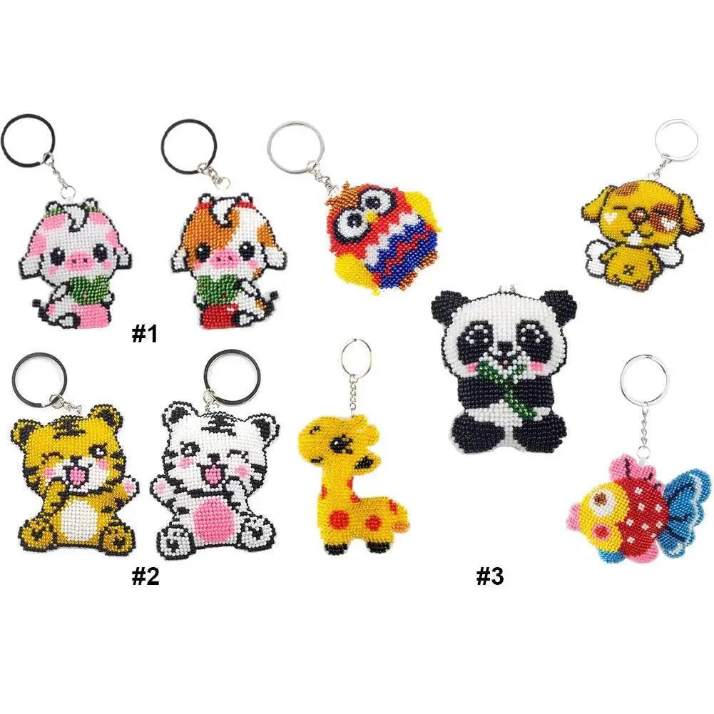  5Pcs Cute Animal Mosaic Beads Keyring DIY Craft Kit - Handmade Cross Stitch Gift for Friends -  ToylandEU™
