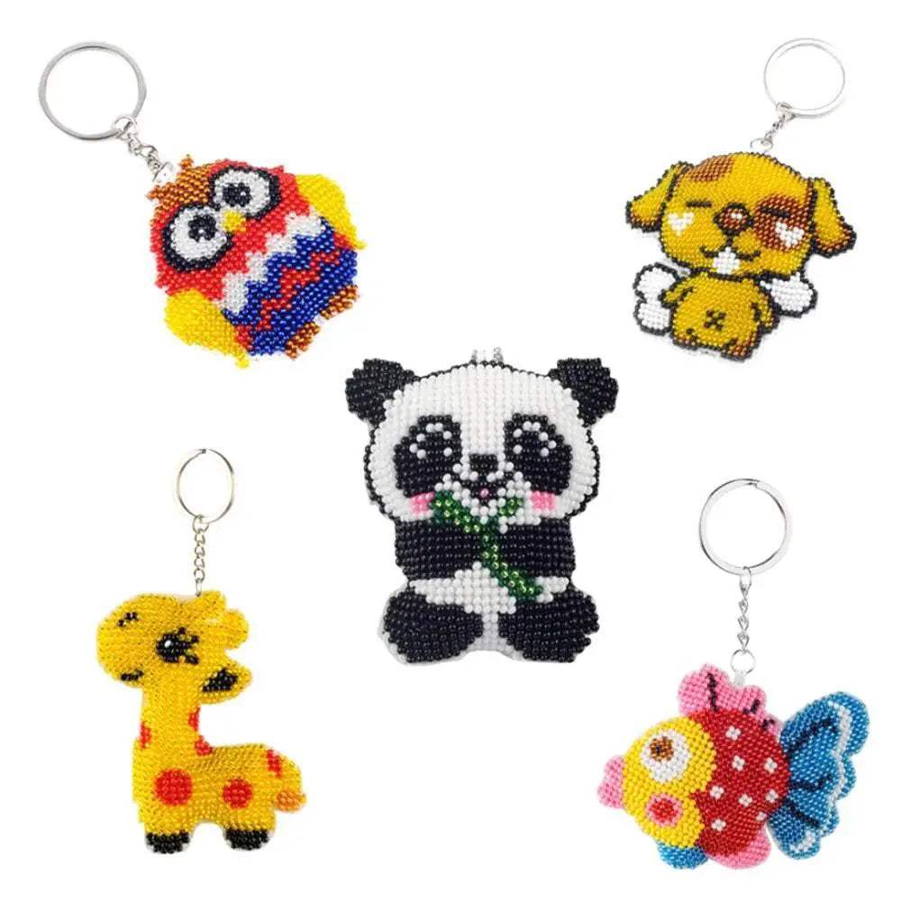  5Pcs Cute Animal Mosaic Beads Keyring DIY Craft Kit - Handmade Cross Stitch Gift for Friends -  ToylandEU™