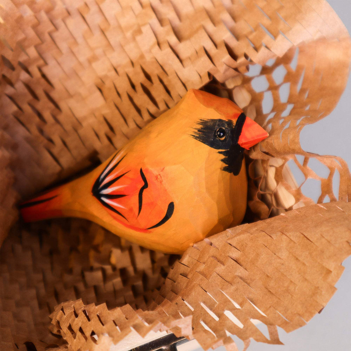 Hand Carved Cardinal Bird | Smooth Wood Finish | Indoor And Patio Display