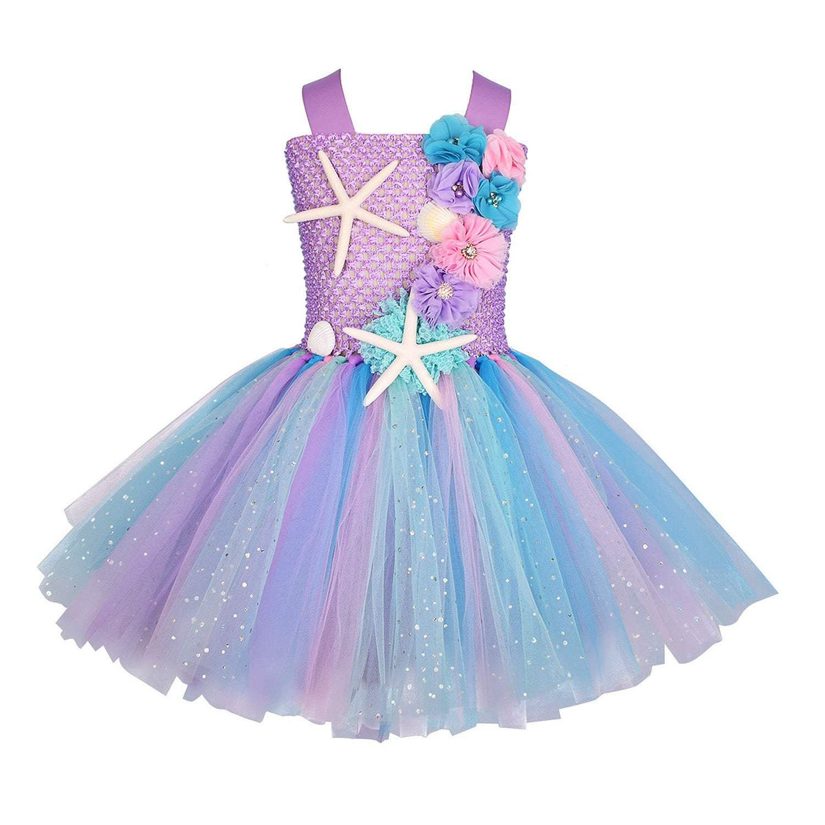 Girls' Flower Print Princess Dress With Hair Band | Polyester | Princess Style