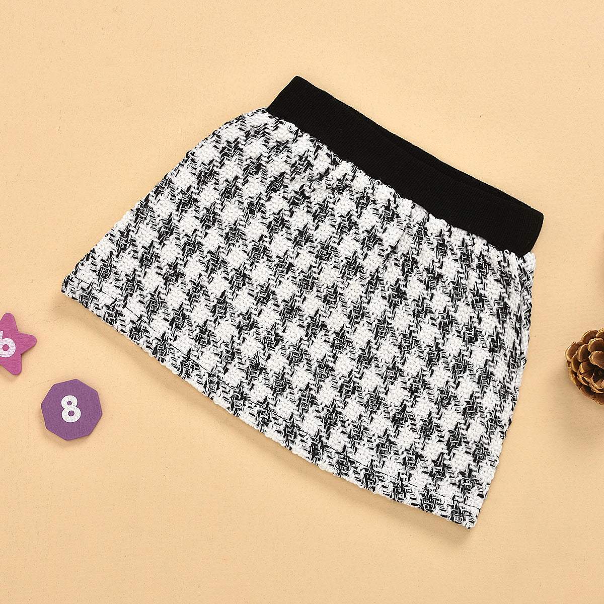 Girls' Long-Sleeve Plaid Skirt Suit | Hemp Blend | Two-Piece Set