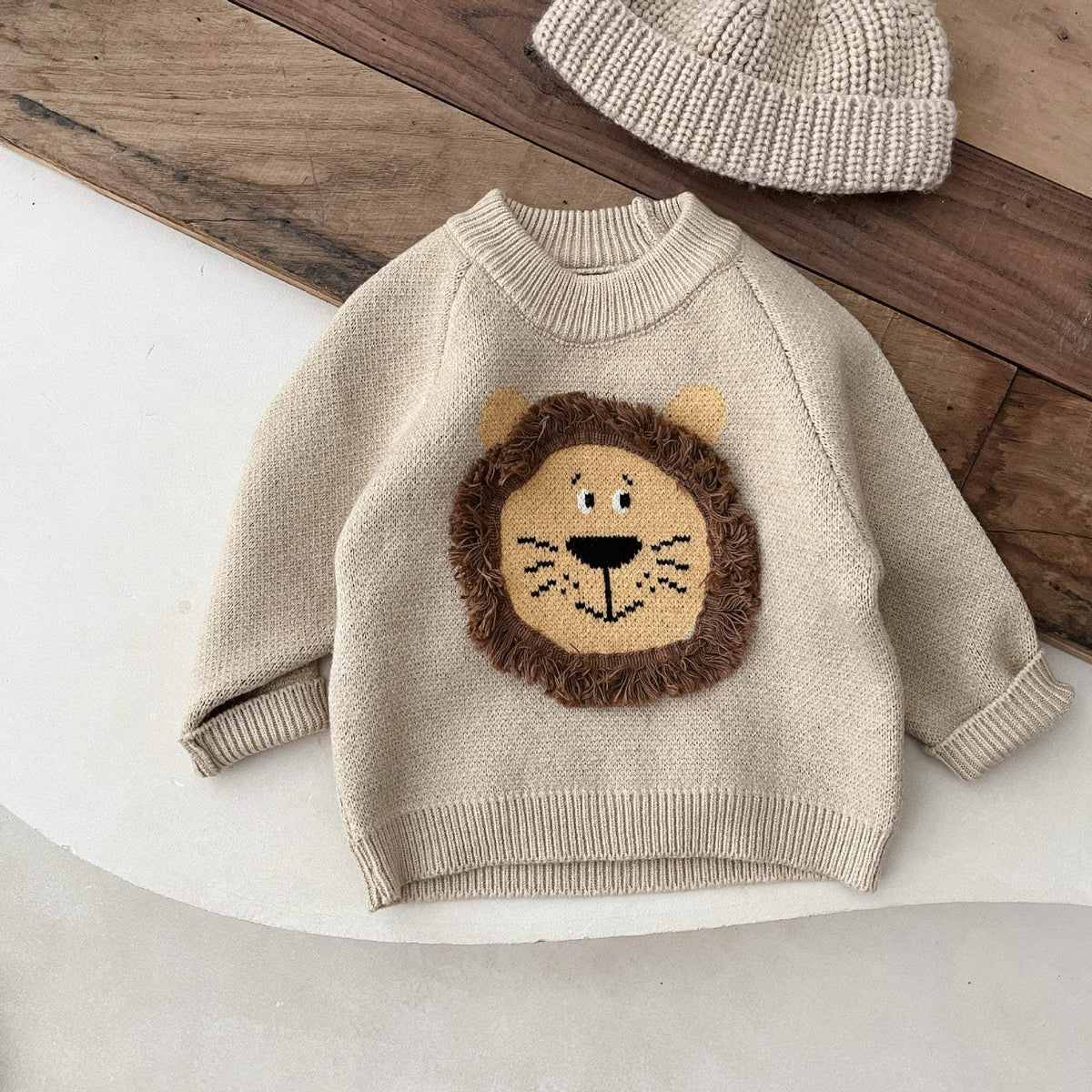 Boys' Korean-Style Western Pullover Sweater | Khaki And Gray