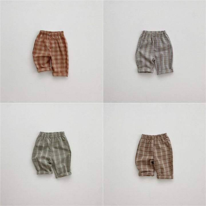 Baby Boys' Plaid Trousers | Leisure | Orange, Gray And Green Plaid
