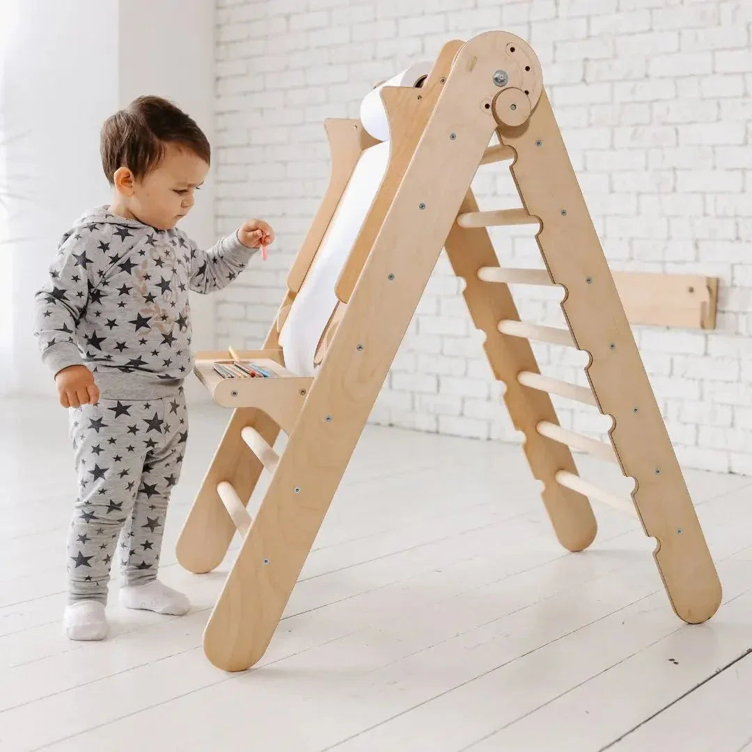 5in1 Montessori Climbing Set: Triangle Ladder + Climbing Arch + Slide Board + Climbing Net + Art Addition - ToylandEU