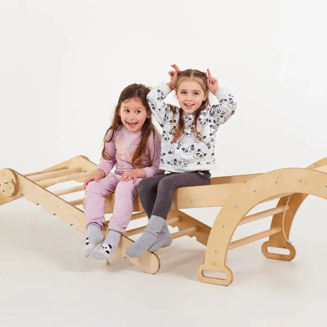 5in1 Montessori Climbing Set: Triangle Ladder + Climbing Arch + Slide Board + Climbing Net + Art Addition - ToylandEU