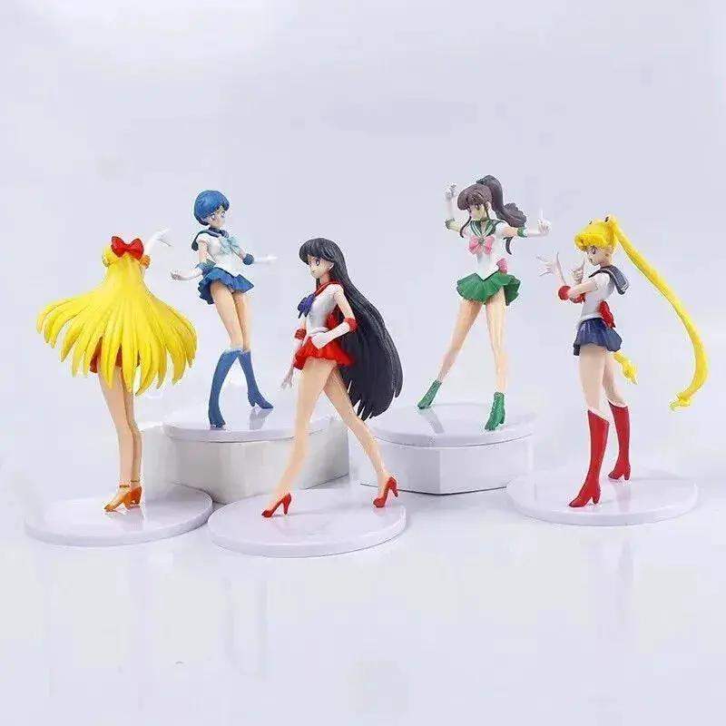 5pc Sailor Moon Anime Figures, Minako Aino, Rei Hino, Ami Mizuno, Usagi Tsukino, Makoto Kino Anime Figurine 7 in - ToylandEU
