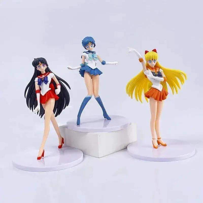 5pc Sailor Moon Anime Figures, Minako Aino, Rei Hino, Ami Mizuno, Usagi Tsukino, Makoto Kino Anime Figurine 7 in - ToylandEU